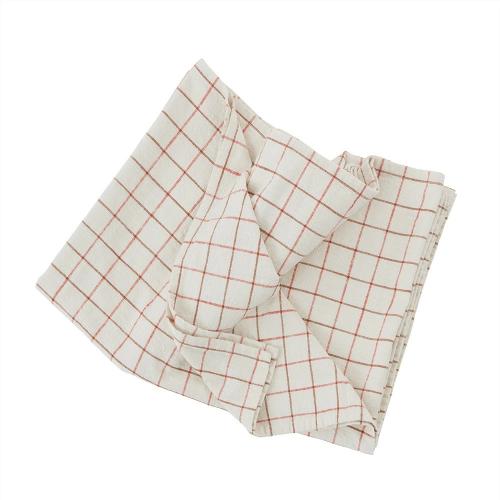 丹麥 OYOY Gird 有機純棉格紋桌巾(大)-清新紅白