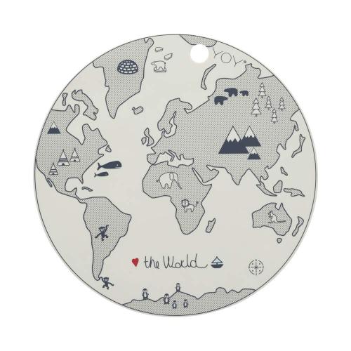 丹麥 OYOY 圓形矽膠餐墊-世界地圖