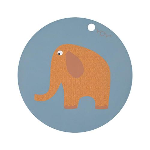 丹麥 OYOY 圓形矽膠餐墊-哈蒂小象
