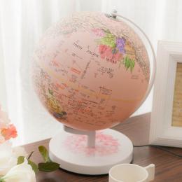 85折｜SkyGlobe 10吋粉色繡球花三段觸碰式地球儀(白網粉印花底座)