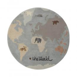 丹麥 OYOY 造型手工羊毛地毯-世界動物地圖