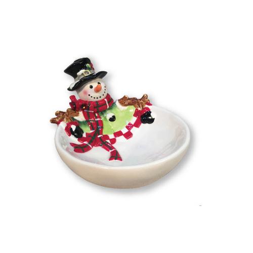 歐洲陶瓷 聖誕雪人糖果碗