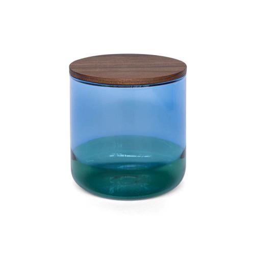 日本 amabro TWO TONE 雙色玻璃儲物罐 L-藍x綠