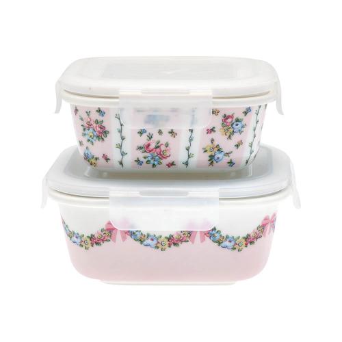 丹麥GreenGate Maya pale pink 陶瓷保鮮盒 2入組