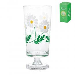 日製玻璃2件8折｜日本ADERIA 昭和復古花朵直身高腳杯-(雛菊)