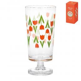 日製玻璃2件8折｜日本ADERIA 昭和復古花朵直身高腳杯-(鬱金香)