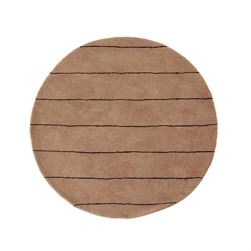 丹麥 OYOY 圓形手工羊毛地毯-巧克條紋