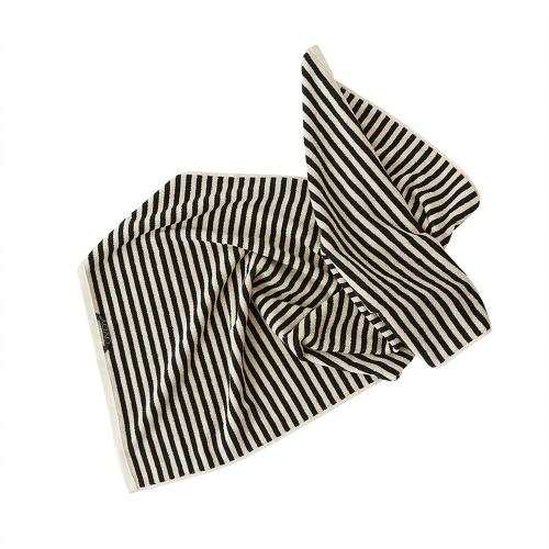 丹麥 OYOY Raita 條紋有機棉浴⼱70x140-經典黑白