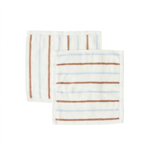 丹麥 OYOY Raita 條紋有機棉方巾(2入組)-清新藍