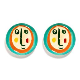 歐系餐瓷8折｜比利時 SERAX OTTO 圓盤S-綠/臉譜(2入禮盒組) 19cm