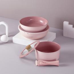輸入折扣碼折200｜韓國 NEOFLAM Midas Plus陶瓷塗層鍋7件組-粉紅色