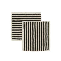 9折｜丹麥 OYOY Raita 條紋有機棉方巾(2入組)-經典黑白