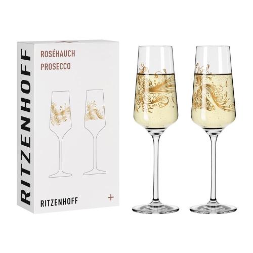 德國 RITZENHOFF+ Rose Touch 輕柔相遇系列香檳氣泡酒對杯-孔雀與錦鯉 (1組2入)