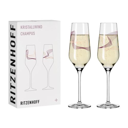 德國 RITZENHOFF+ Crystal Wind 流光系列香檳氣泡酒對杯-春影流動 (1組2入)