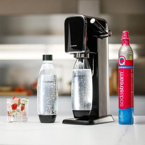英國Sodastream ART 自動扣瓶氣泡水機-黑 內含快扣鋼瓶+1L水滴瓶