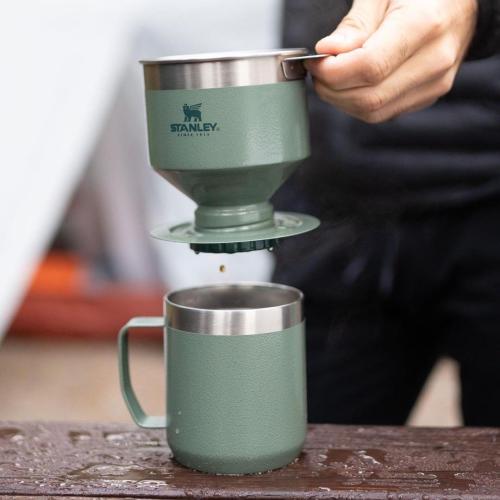 美國 STANLEY STANLE經典系列 不鏽鋼手沖咖啡濾壺-錘紋綠