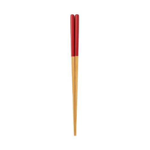 日本 Yamachiku Ganko Slim 日本傳統色手作天然竹筷 23cm-赤紅
