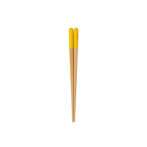 日本 Yamachiku Ganko Slim 日本傳統色手作天然兒童筷 18cm-黃