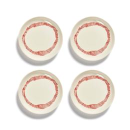 歐系餐瓷2件7折｜比利時 SERAX OTTO 圓盤XS-白/紅圈(4入禮盒組) 16cm