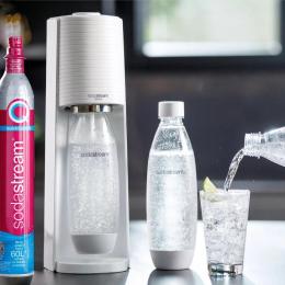 2022紅點獎新機-送水瓶3入+露營椅｜英國Sodastream TERRA 自動扣瓶氣泡水機-白 內含快扣鋼瓶+1L水滴