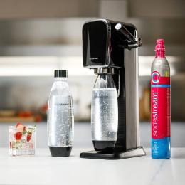 送好好帶水瓶｜英國Sodastream ART 自動扣瓶氣泡水機-黑 內含快扣鋼瓶+1L水滴瓶