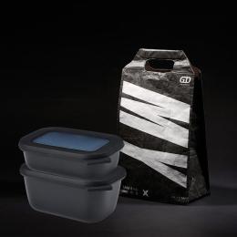 FLYTTA BAGOROLL 隨時袋-極簡黑+荷蘭 Mepal 方形密封保鮮盒750ml(黑)+500ml(黑)
