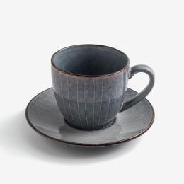 清倉大特價｜WAGA 日式青玄手作 陶瓷馬克杯盤組200ml