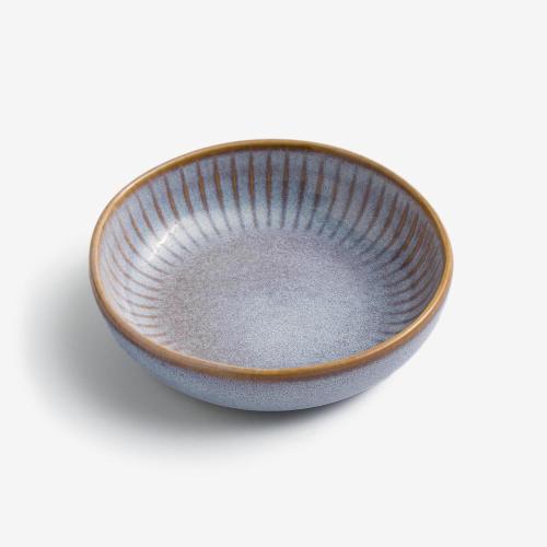 WAGA 歐式菊瓣 陶瓷淺碗12cm-灰藍