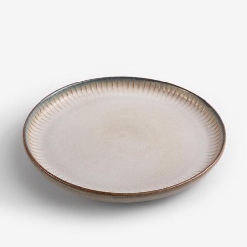 WAGA 歐式菊瓣 陶瓷圓盤21.5cm-灰