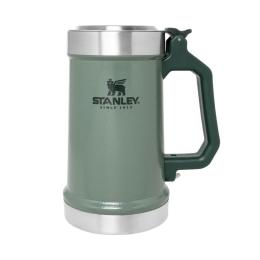 美國 STANLEY 經典系列 開瓶器啤酒杯(加蓋)0.7L-錘紋綠