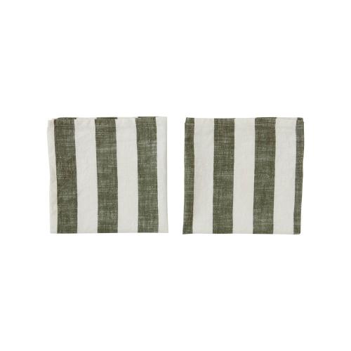 丹麥 OYOY 有機純棉條紋餐巾-橄欖綠