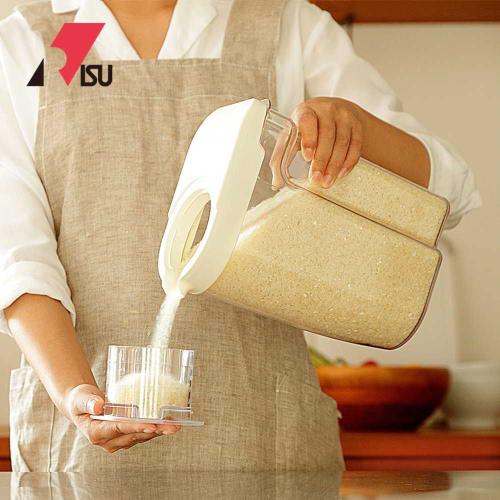 日本 RISU 雜糧穀物儲米桶/麥片/飼料桶 (附量杯)2.5L-白色