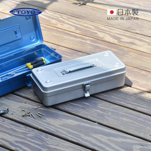 日本 TOYO T-350 方型提把式鋼製單層工具箱35cm-酷銀 日本製