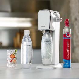 鐵雄特別團｜英國Sodastream ART 自動扣瓶氣泡水機-白 贈水滴型專用水瓶 500ML 2入 (Emoji)