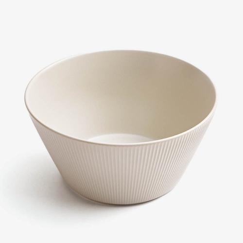 WAGA 簡約條紋 陶瓷大碗20cm-奶油白