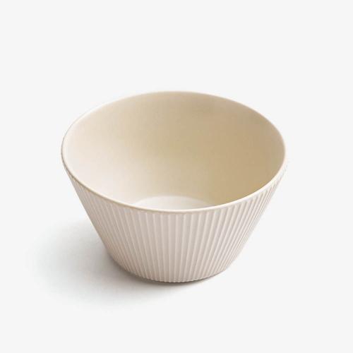 WAGA 簡約條紋 陶瓷碗12cm-奶油白