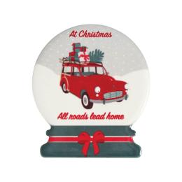 任選第2件51折｜丹麥GreenGate Christmas car red 雪球造型磁鐵4入組