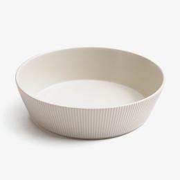 激美預購-14天到貨 ｜WAGA 簡約條紋 陶瓷深盤22.5cm-奶油白