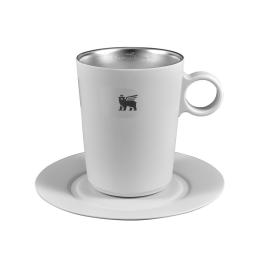 美國 STANLEY 晨光時刻 雙層不鏽鋼拿鐵咖啡杯盤組-晨霧白