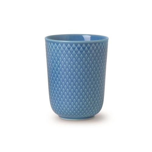 丹麥 Lyngby Rhombe 菱紋 瓷杯330ml-藍