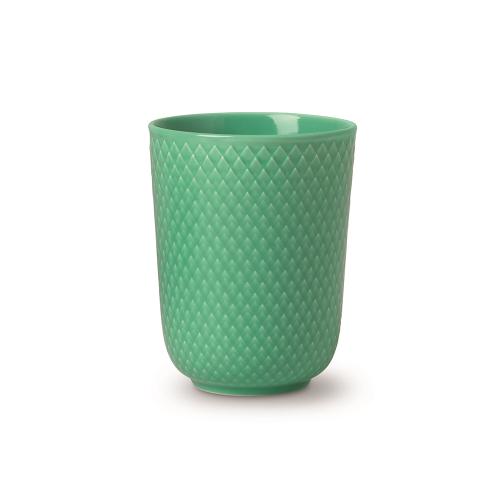 丹麥 Lyngby Rhombe 菱紋 瓷杯330ml-綠