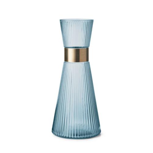 丹麥 Rosendahl Grand Cru 摺紋玻璃水瓶1L-限量海沫藍