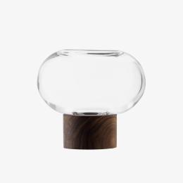 2件75折｜英國LSA OBLATE 橢圓花瓶(小)-透明 附胡桃木底座