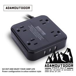 ADAMOUTDOOR 4座USB 延長線1.8M-黑