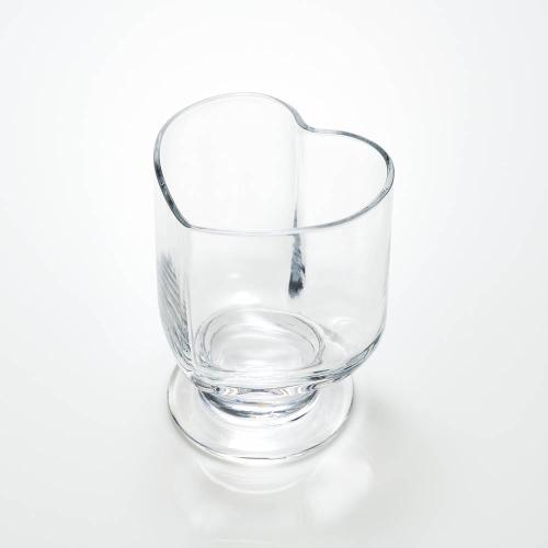 日本 廣田硝子 心型玻璃杯(帶底座)-透明