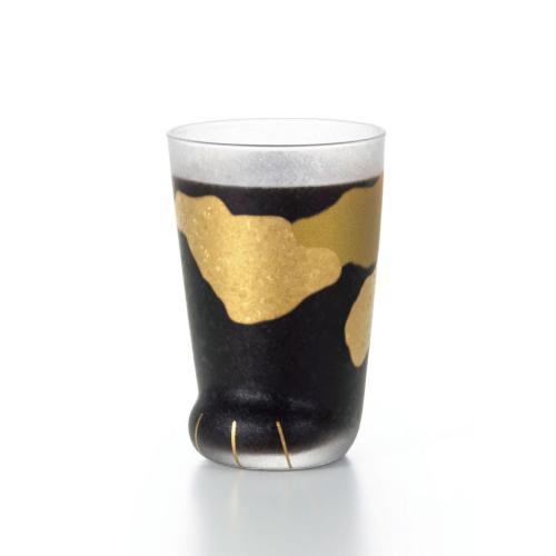 日本ADERIA 金箔閃爍貓掌肉球玻璃杯300ml(精美禮盒)-斑紋