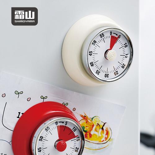 日本霜山 美式復古造型磁吸機械式計時器(免電池)-白色