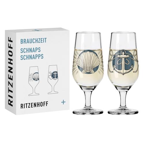 德國 RITZENHOFF+ 傳承時光系列烈酒對杯組-貝殼與錨(一組2入)