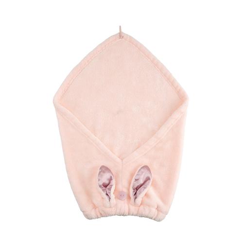 日本CB Japan 動物造型超細纖維擦頭包巾 緞帶粉兔