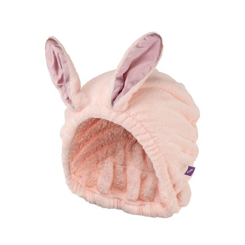 日本CB Japan 動物造型超細纖維乾髮帽 緞帶粉兔